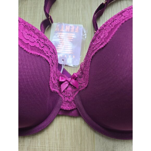 Savage X Fenty Purple Molded Lined Underwire Lace Bra Size 38DD New - Picture 3 of 8